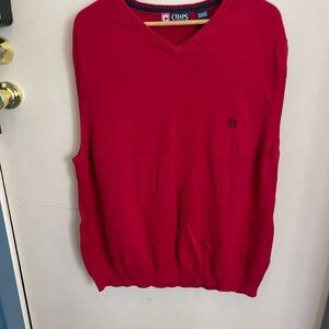 Chaps Men's V-Neck Sweater Vest in Bright Red